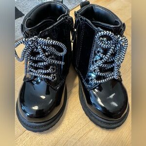Toddler patten leather combat boots
